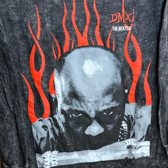 Legends Apparel DMX The Next 50 Mineral Wash Long Sleeve Graphic T-Shirt Medium - Picture 3 of 5